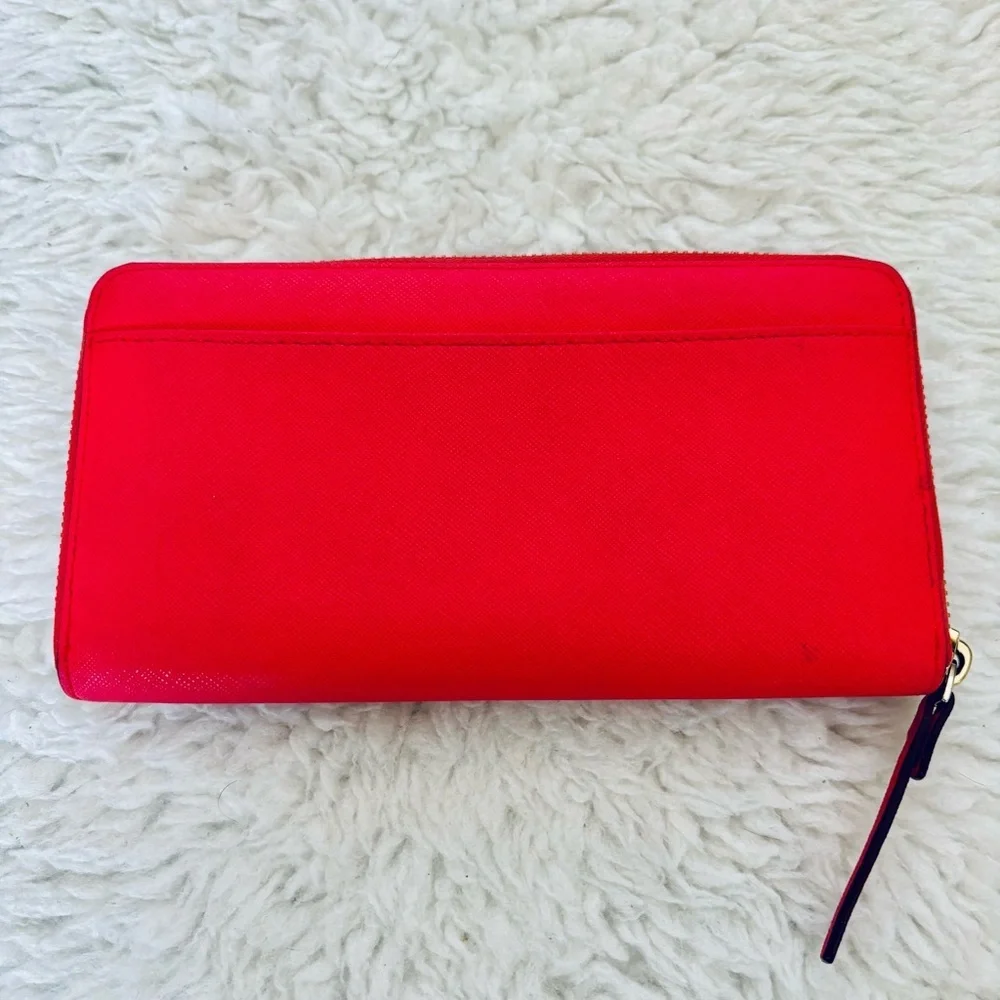 Kate Spade Take The Cake Cherry Red Zip Around Long Wallet - Picture 15 of 16